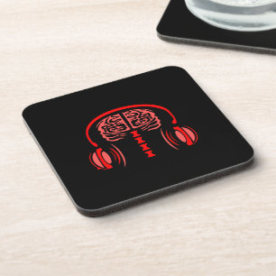 Doctor Brain Tissue Listening to Music Beverage Coaster