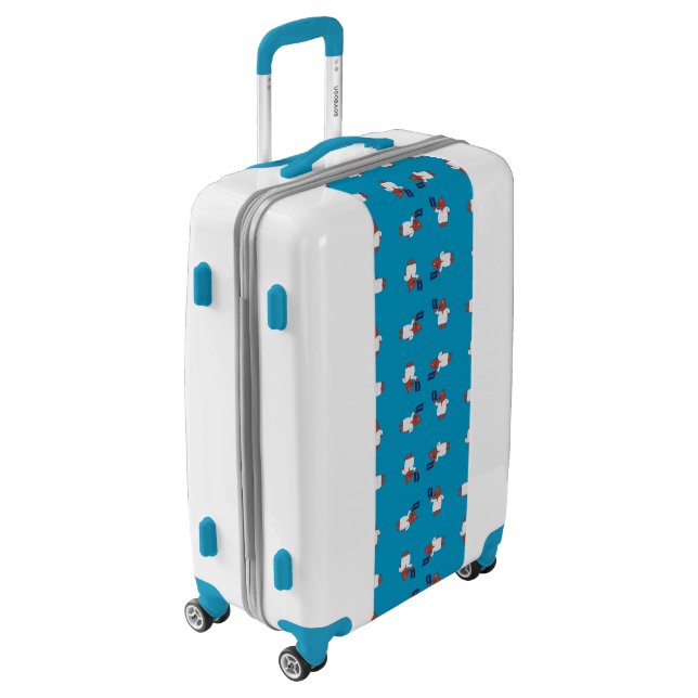 Doctor brown bear on blue luggage (Rotated Left)