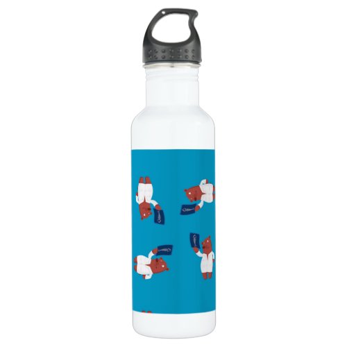 Doctor brown bear on blue stainless steel water bottle