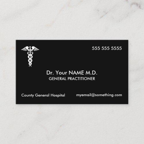 Doctor Caduceus Black Business Card