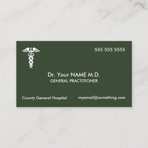 Doctor Caduceus Green Business Card