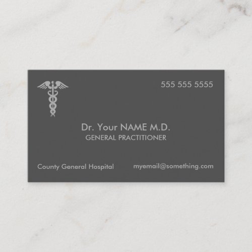 Doctor Caduceus Grey Business Card