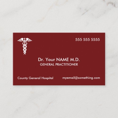 Doctor Caduceus Red Business Card