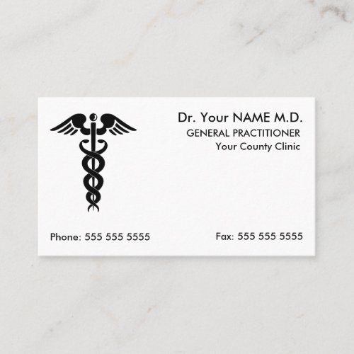 Doctor Caduceus White Appointment Business Card