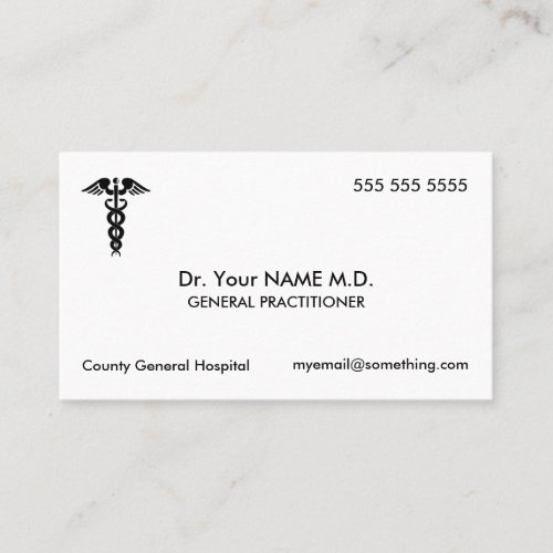 Doctor Caduceus White Business Card