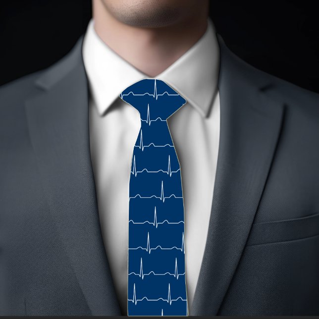 Doctor Cardiologist cardiogram ECG pattern Neck Tie (Doctor Cardiologist cardiogram ECG pattern blue color Neck Tie)