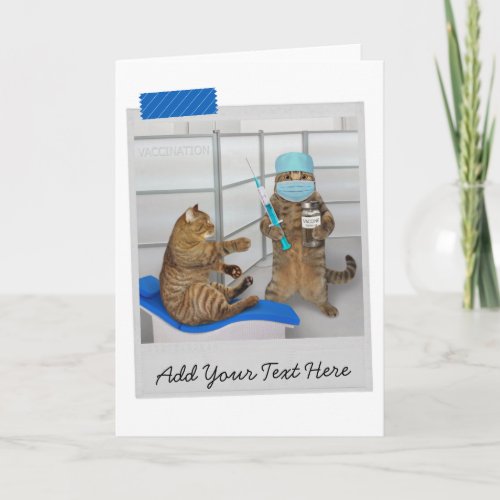 Doctor Cat COVID Vaccination Funny Card