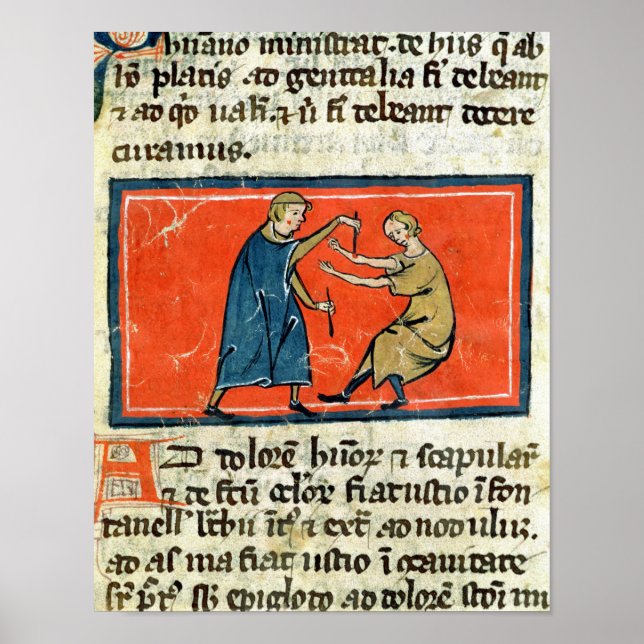 Doctor cauterising a wound with fire poster (Front)