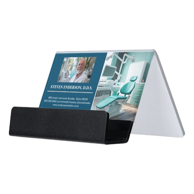 Doctor | Dental Office Equipment Desk Business Card Holder (Angled Front)
