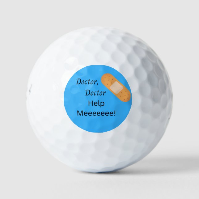 Doctor Doctor Help Meeeee! Blue Background Bandaid Golf Balls (Front)
