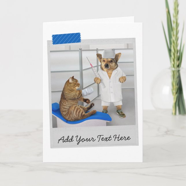 Doctor Dog And Cat Patient Hospital Funny Card (Front)