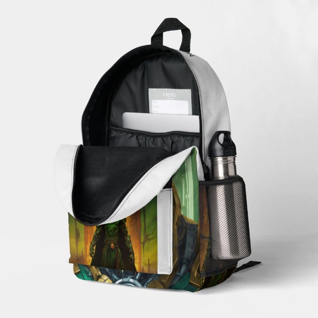 Doctor Doom Printed Backpack - Bold & Stylish Supe (Back Corner Right (Open))