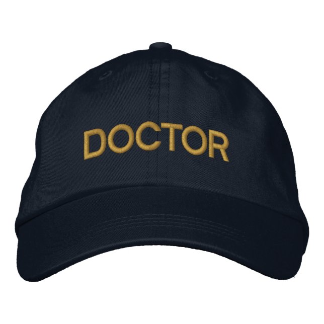 Doctor Embroidered Baseball Hat - Navy and Gold (Front)