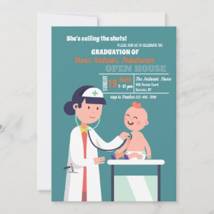 Doctor Examining Baby Graduation Invitation