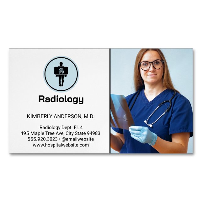 Doctor Examining X-ray Business Card Magnet (Front)