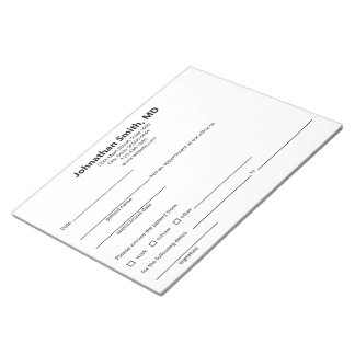 Doctor Excuse Medical Office Black White Template Notepad