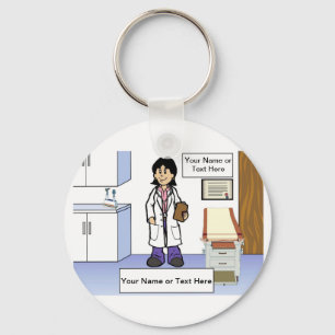 Doctor - Female Cartoon by PrintedPerfection.com Keychain