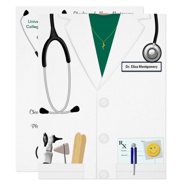 Doctor Female Medical Graduation In Green Card (front side)