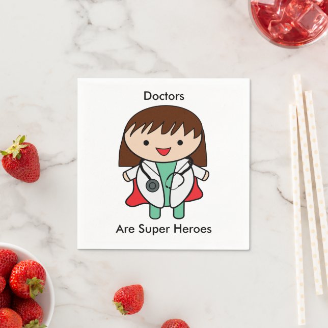 Doctor Female Super Hero Humor Cute Personalize Napkins (Insitu)