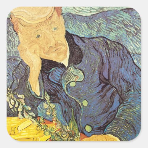 Doctor Gachet Portrait by Vincent van Gogh Square Sticker