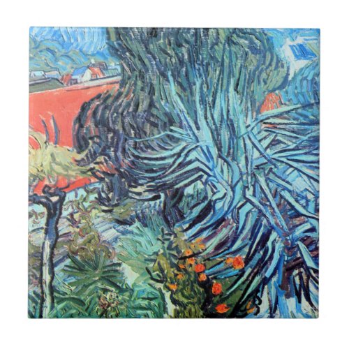 Doctor Gachets Garden Auvers by Vincent van Gogh Ceramic Tile