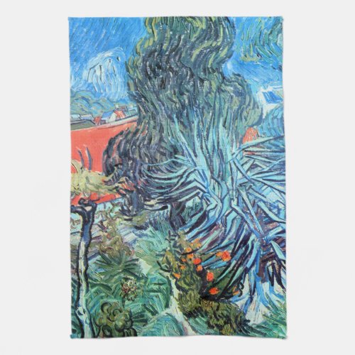 Doctor Gachets Garden Auvers by Vincent van Gogh Kitchen Towel