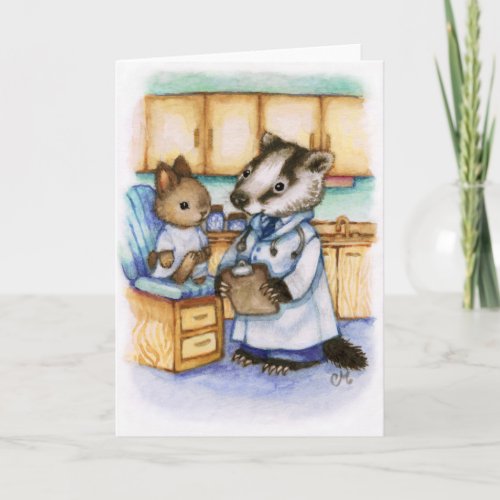 Doctor Get Well Soon Animal Art Cute Card
