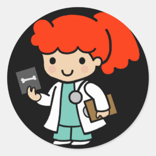 Doctor Girl with Xray Classic Round Sticker