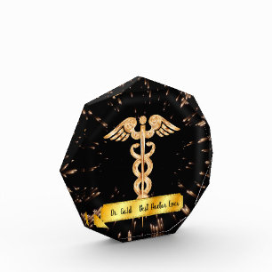 Doctor Golden Caduceus Acrylic Award