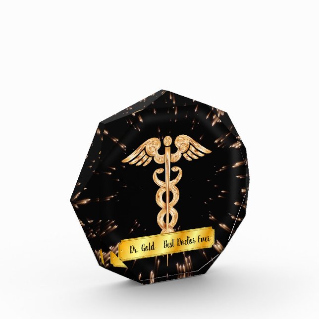 Doctor Golden Caduceus  Acrylic Award (Left)