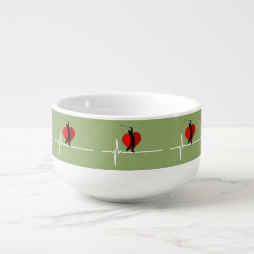 Doctor golfing ekg line heart medical sport soup mug