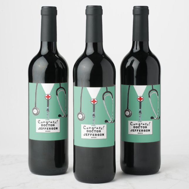 Doctor Graduation 2026 Wine Label (Bottles)