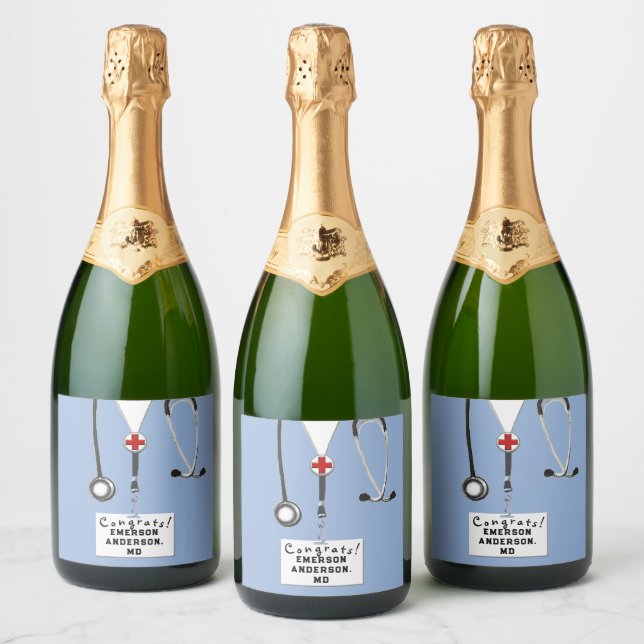 Doctor Graduation Medical School Sparkling Wine La Sparkling Wine Label (Bottles)
