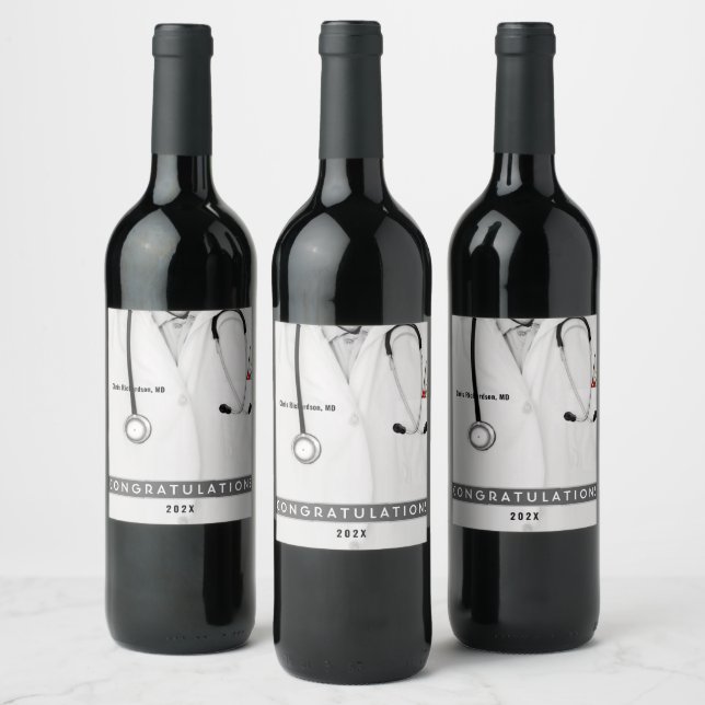 Doctor Graduation Medical School Wine Label (Bottles)
