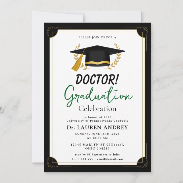 Doctor Graduation Party Invitation (Front)
