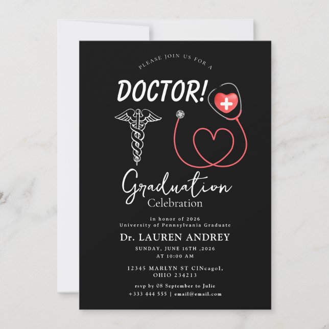 Doctor Graduation Party Invitation (Front)
