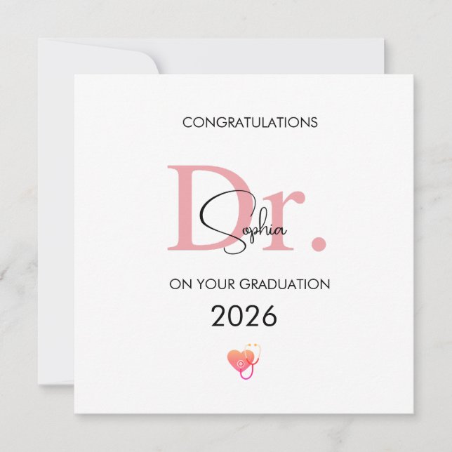 Doctor Graduation Personalized Name Class 2026 Card (Front)
