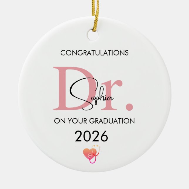 Doctor Graduation Personalized Name Class 2026 Ceramic Ornament (Front)