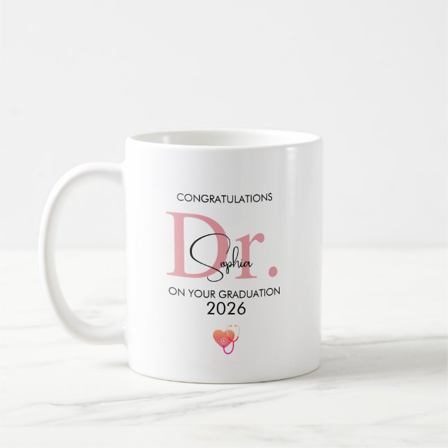 Doctor Graduation Personalized Name Class 2026 Coffee Mug (Left)