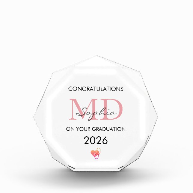 Doctor Graduation Personalized Name Class of 2026 Acrylic Award (Front)
