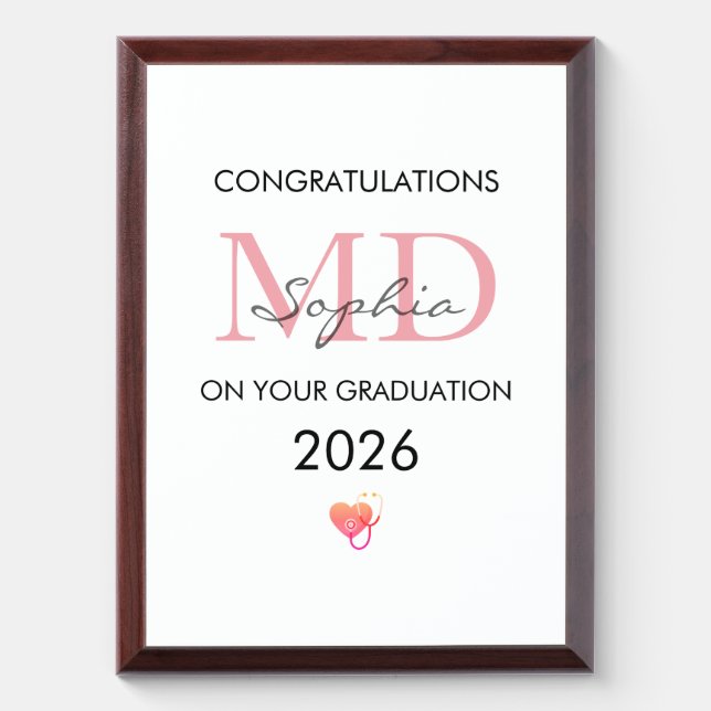 Doctor Graduation Personalized Name Class of 2026 Award Plaque (Vertical)