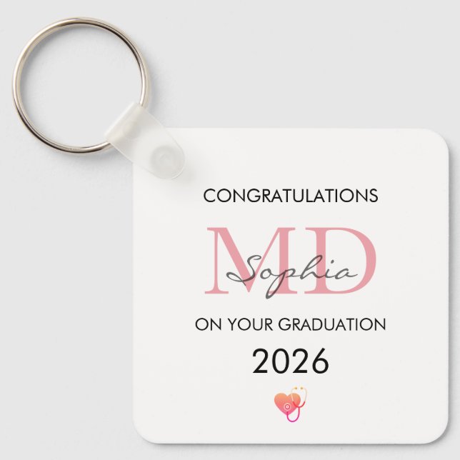Doctor Graduation Personalized Name Class of 2026 Keychain (Front)