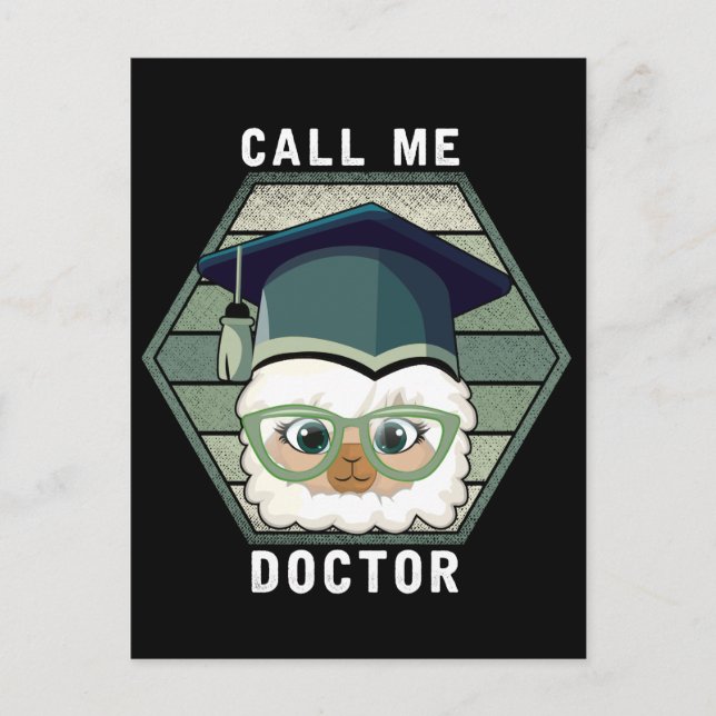 Doctor Graduation PHD Funny Llama Alpaca Postcard (Front)
