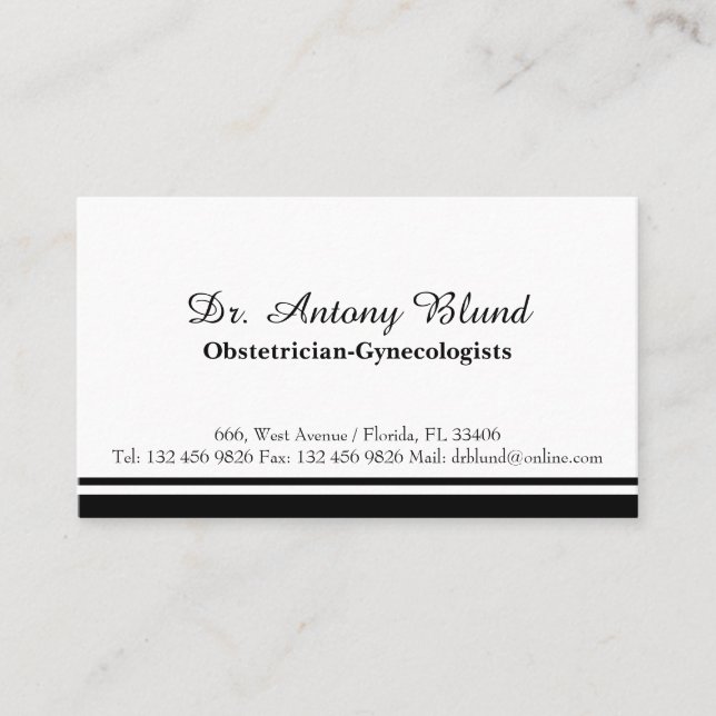 Doctor Gynecologist Obstetrician OBGYN Elegant Business Card (Front)