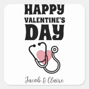 doctor, Happy valentines day personalize name Square Sticker