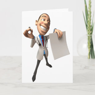 Doctor Holding Some Paper Greeting Cards