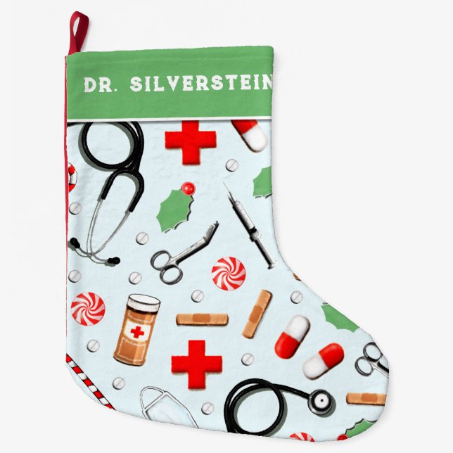 Doctor Holiday Gift Large Christmas Stocking (Front)