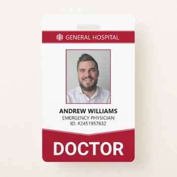 Doctor Hospital Medical Staff Id Badge by J32Design at Zazzle