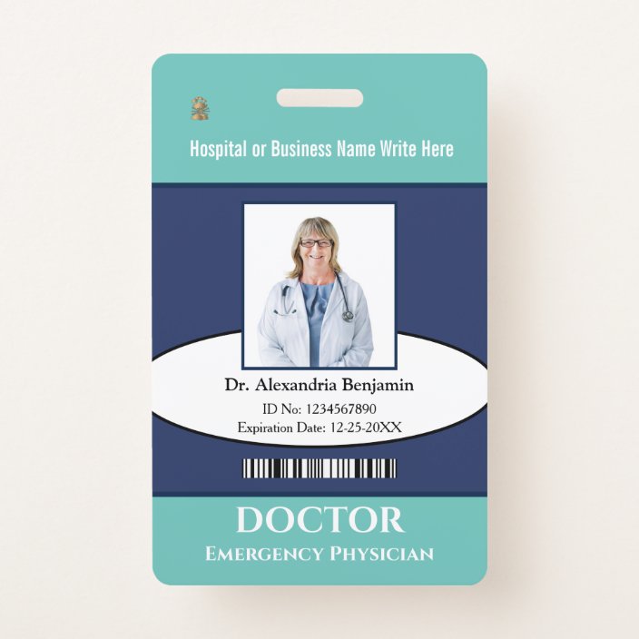 Doctor ID Identification Card Custom Name Photo Badge