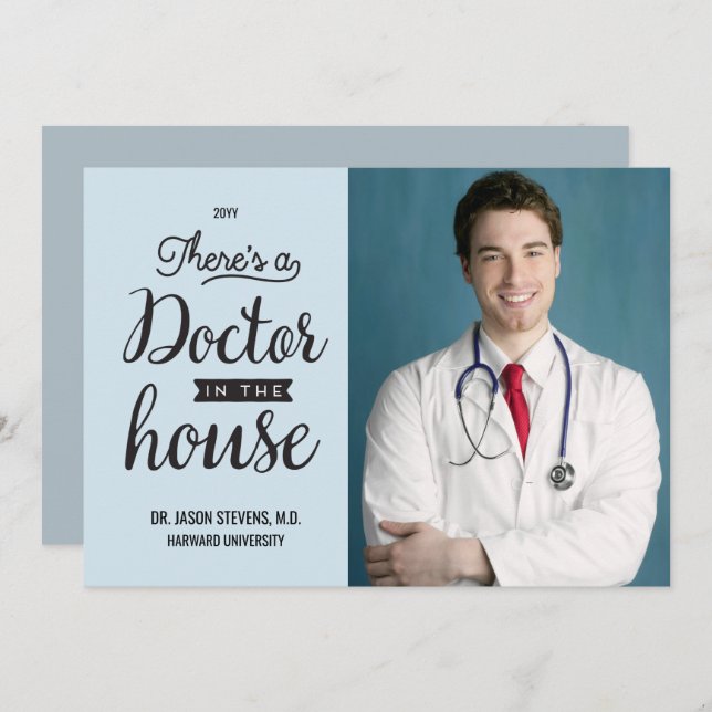 Doctor in House Medical Graduation Announcement (Front/Back)